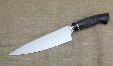 Кухонный набор из 4 ножей сталь ВН с никелем  рукоять черный граб и стабилизированная карельская береза фиолетовая подставка акрил черный и карельская береза фиолетовая Кухонный набор из 4 ножей сталь ВН с никелем  рукоять черный граб и стабилизированная карельская береза фиолетовая подставка акрил черный и карельская береза фиолетовая