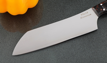 Кухонный нож Шеф №3 сталь 95Х18, рукоять коричневый акрил Кухонный нож Шеф №3 сталь 95Х18, рукоять коричневый акрил