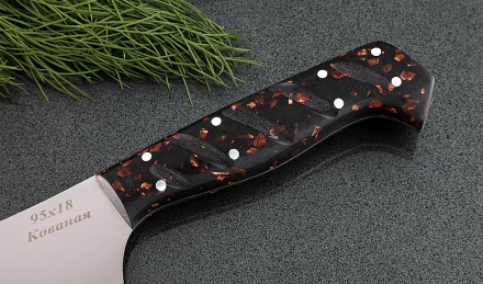 Кухонный нож Шеф №3 сталь 95Х18, рукоять коричневый акрил Кухонный нож Шеф №3 сталь 95Х18, рукоять коричневый акрил