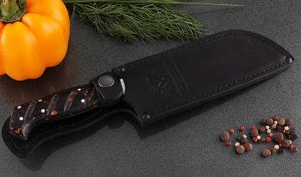 Кухонный нож Шеф №3 сталь 95Х18, рукоять коричневый акрил Кухонный нож Шеф №3 сталь 95Х18, рукоять коричневый акрил