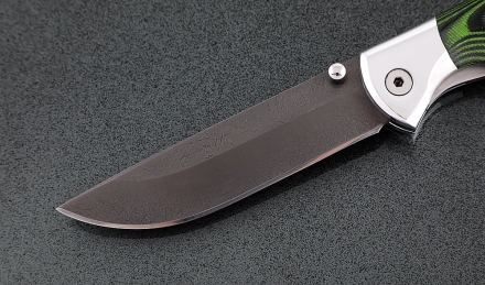 Складной нож Лиса-2, сталь Х12МФ, рукоять накладки микарта зеленая с дюралью Складной нож Лиса-2, сталь Х12МФ, рукоять накладки микарта зеленая с дюралью