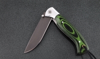 Нож Лиса-2, складной, сталь Х12МФ, рукоять накладки микарта зеленая с дюралью - Нож Лиса-2, складной, сталь Х12МФ, рукоять накладки микарта зеленая с дюралью
