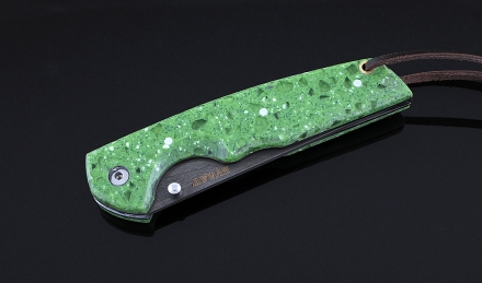 Складной нож Като, сталь булат, рукоять накладки акрил зеленый Складной нож Като, сталь булат, рукоять накладки акрил зеленый
