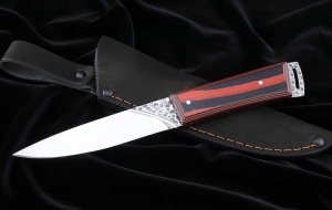 Нож №41 Х12МФ цельнометаллический рукоять G10 чернокрасная Нож №41 Х12МФ цельнометаллический рукоять G10 чернокрасная