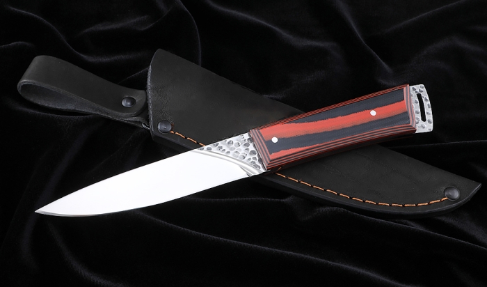 Нож №41 Х12МФ цельнометаллический рукоять G10 чернокрасная