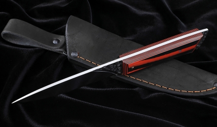 Нож №41 Х12МФ цельнометаллический рукоять G10 чернокрасная Нож №41 Х12МФ цельнометаллический рукоять G10 чернокрасная