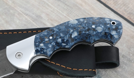 Складной нож "Ястреб" сталь х12мф, накладки акрил синий