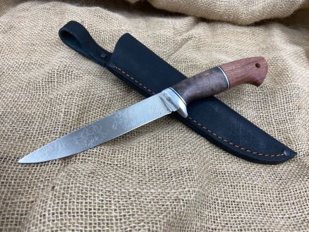 Нож "Штык" сталь D2, рукоять стабилизированная карельская береза фиолетовая и бубинга (распродажа)