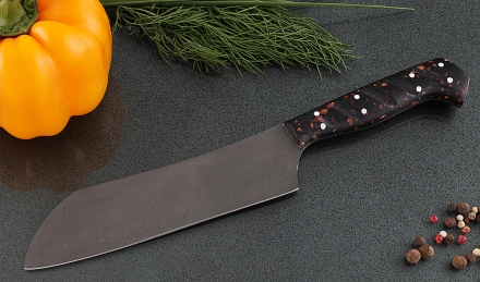 Кухонный нож Шеф №3 сталь Х12МФ, рукоять коричневый акрил
