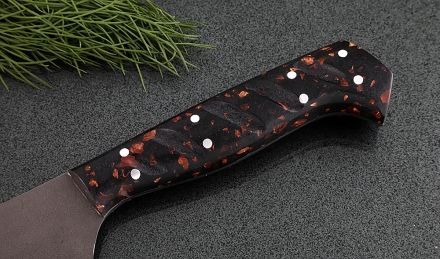 Кухонный нож Шеф №3 сталь Х12МФ, рукоять коричневый акрил Кухонный нож Шеф №3 сталь Х12МФ, рукоять коричневый акрил