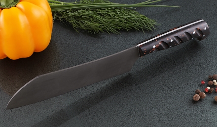 Кухонный нож Шеф №3 сталь Х12МФ, рукоять коричневый акрил Кухонный нож Шеф №3 сталь Х12МФ, рукоять коричневый акрил