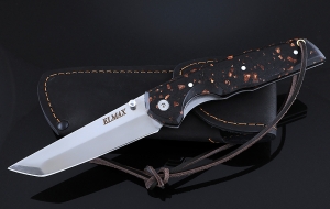 Складной нож Като, сталь Elmax, рукоять накладки акрил коричневый Складной нож Като, сталь Elmax, рукоять накладки акрил коричневый