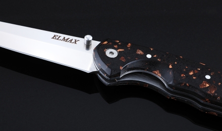 Складной нож Като, сталь Elmax, рукоять накладки акрил коричневый Складной нож Като, сталь Elmax, рукоять накладки акрил коричневый