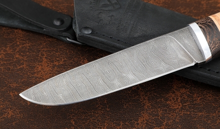 Нож из дамасской стали Ясень, рукоять береста Нож из дамасской стали Ясень, рукоять береста