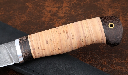 Нож из дамасской стали Ясень, рукоять береста Нож из дамасской стали Ясень, рукоять береста