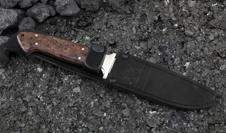 Нож из стали S390 Молния цельнометаллический рукоять мельхиор, карельская береза коричневая Нож из стали S390 Молния цельнометаллический рукоять мельхиор, карельская береза коричневая