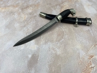 Нож Малыш-1, дамаск, рукоять и ножны черный граб (распродажа) - Нож Малыш-1, дамаск, рукоять и ножны черный граб (распродажа)