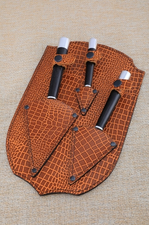 Набор ножей для просфор (копие) сталь х12мф рукоять черный граб (NEW)