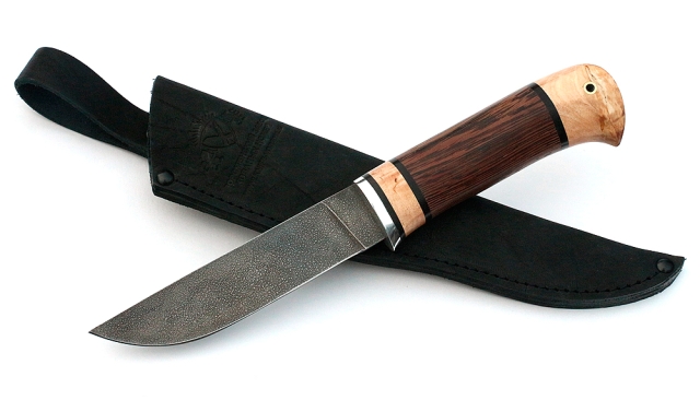 Нож Лось сталь ХВ-5, рукоять венге-карельская береза 