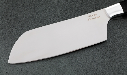 Кухонный нож Шеф №2 сталь 95Х18, рукоять черный граб с дюралью Кухонный нож Шеф №2 сталь 95Х18, рукоять черный граб с дюралью