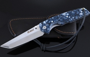 Складной нож Като, сталь Elmax, рукоять накладки акрил синий Складной нож Като, сталь Elmax, рукоять накладки акрил синий