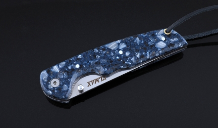 Складной нож Като, сталь Elmax, рукоять накладки акрил синий