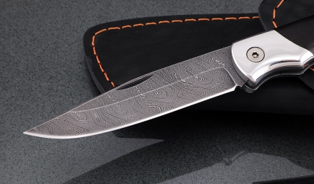 Нож складной Белка дамаск черный граб дюраль Нож складной Белка дамаск черный граб дюраль