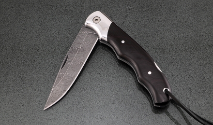 Нож складной Белка дамаск черный граб дюраль Нож складной Белка дамаск черный граб дюраль