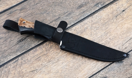 Нож Алтай-2 сталь 95х18, рукоять карельская береза акрил черный