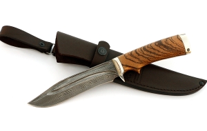 Нож Косуля сталь дамаск-долы, рукоять резная, зебрано Нож Косуля сталь дамаск-долы, рукоять резная, зебрано