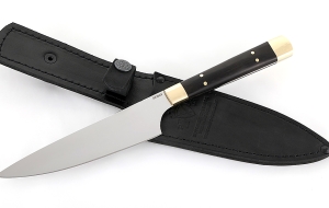 Кухонный нож Шеф №6 сталь Elmax, рукоять черный граб, латунь Кухонный нож Шеф №6 сталь Elmax, рукоять черный граб, латунь