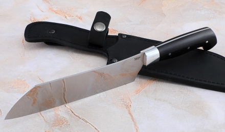 Кухонный нож Шеф №3 сталь 95Х18, рукоять черный граб с дюралью Кухонный нож Шеф №3 сталь 95Х18, рукоять черный граб с дюралью