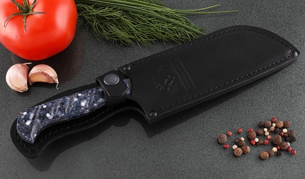 Кухонный нож Шеф №3 сталь Х12МФ, рукоять синий акрил Кухонный нож Шеф №3 сталь Х12МФ, рукоять синий акрил