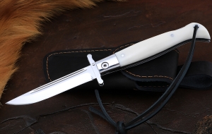 Нож Финка НКВД складная сталь булат полированный накладки акрил белый Нож Финка НКВД складная сталь булат полированный накладки акрил белый