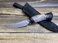 Нож "Енисей" сталь М390, рукоять гибрид карельская береза янтарь и акрил белый (распродажа) 