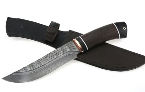 Нож Катран сталь дамаск камень рукоять венге черный граб