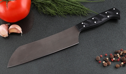 Кухонный нож Шеф №3 сталь Х12МФ, рукоять черный акрил