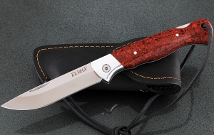 Складной нож Лиса, сталь Elmax, рукоять накладки акрил красный с дюралью Складной нож Лиса, сталь Elmax, рукоять накладки акрил красный с дюралью