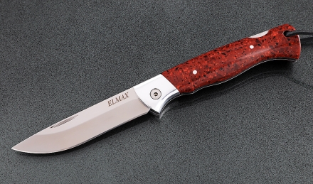 Складной нож Лиса, сталь Elmax, рукоять накладки акрил красный с дюралью Складной нож Лиса, сталь Elmax, рукоять накладки акрил красный с дюралью