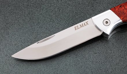 Складной нож Лиса, сталь Elmax, рукоять накладки акрил красный с дюралью Складной нож Лиса, сталь Elmax, рукоять накладки акрил красный с дюралью