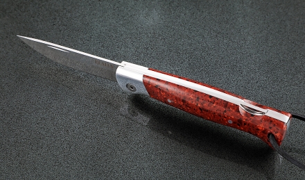 Складной нож Лиса, сталь Elmax, рукоять накладки акрил красный с дюралью Складной нож Лиса, сталь Elmax, рукоять накладки акрил красный с дюралью