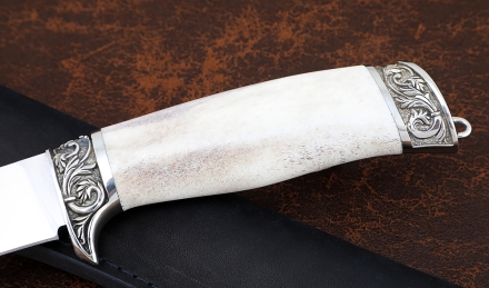 Нож Пантера сталь Х12МФ (сатин), рукоять рог лося, мельхиор Нож Пантера сталь Х12МФ (сатин), рукоять рог лося, мельхиор