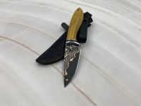 Нож Барсук сталь ламинированный дамаск с никелем и медью рукоять стабилизированный ясень (РАСПРОДАЖА)
