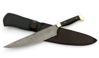 Нож Шеф №8 сталь дамаск, рукоять черный граб, латунь - _MG_6149.jpg