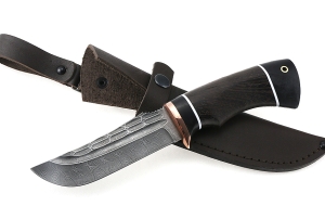 Нож Коршун сталь дамаск камень рукоять венге черный граб