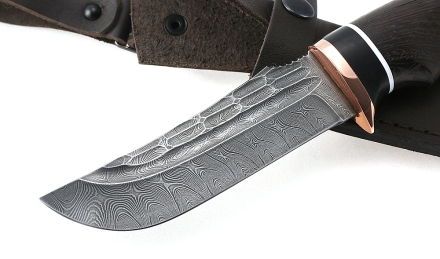 Нож Коршун сталь дамаск камень рукоять венге черный граб