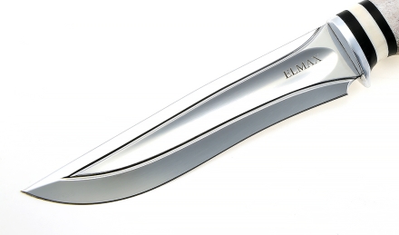 Нож Барс сталь Elmax рукоять рог лося резная ножны дерево черный граб с инкрустацией 1