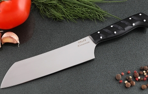 Кухонный нож Шеф №3 сталь 95Х18, рукоять черный акрил Кухонный нож Шеф №3 сталь 95Х18, рукоять черный акрил