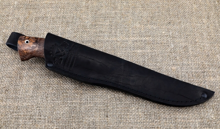 Нож Гюрза сталь дамаск рукоять карельская береза коричневая Нож Гюрза сталь дамаск рукоять карельская береза коричневая