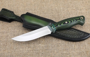 Нож Зяблик сталь Sandvik 12C27, рукоять микарта зеленая 